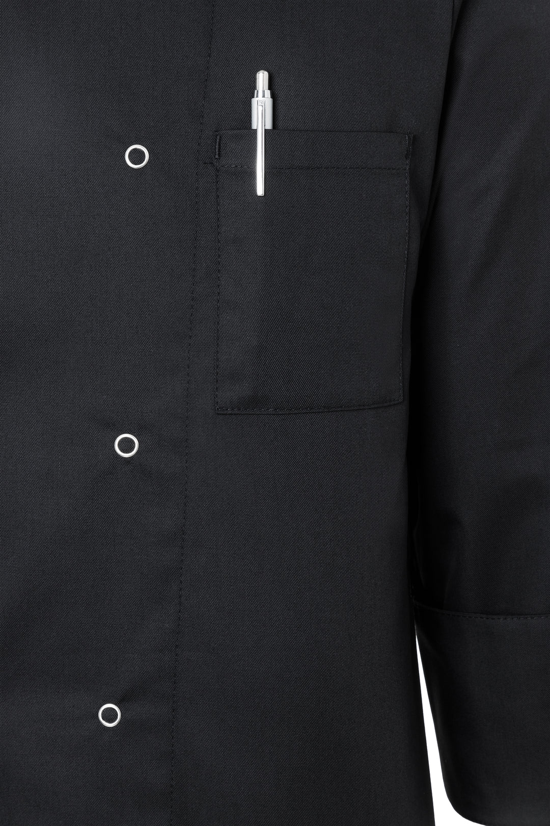 Karlowsky Langarm Kochjacke Basic in schwarz, Polymix, Druckknöpfe BJM 2-1-L