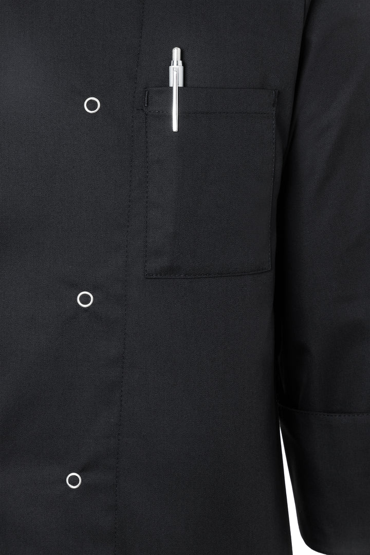 Karlowsky Langarm Kochjacke Basic in schwarz, Polymix, Druckknöpfe BJM 2-1-L