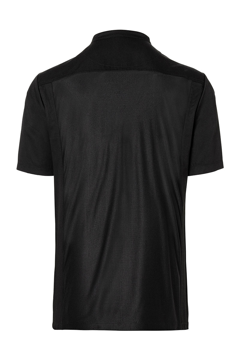 Karlowsky Kurzarm Kochhemd Basic in schwarz, Überwurf, Mesh-Rücken BJM 3-1-L