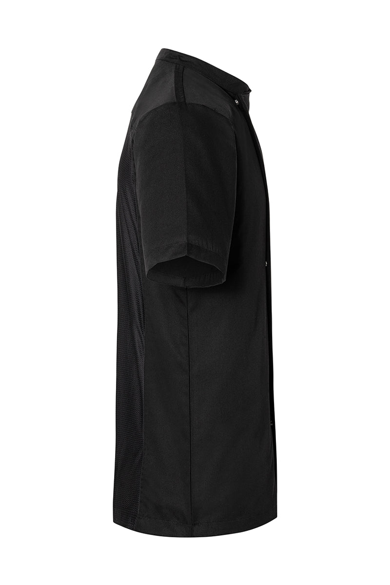 Karlowsky Kurzarm Kochhemd Basic in schwarz, Überwurf, Mesh-Rücken BJM 3-1-L