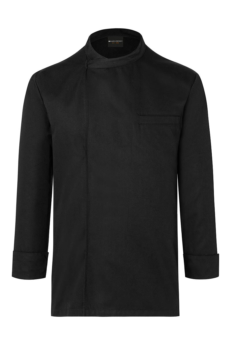 Karlowsky Langarm Kochhemd Basic in schwarz, Überwurf, Mesh-Rücken BJM 4-1-L