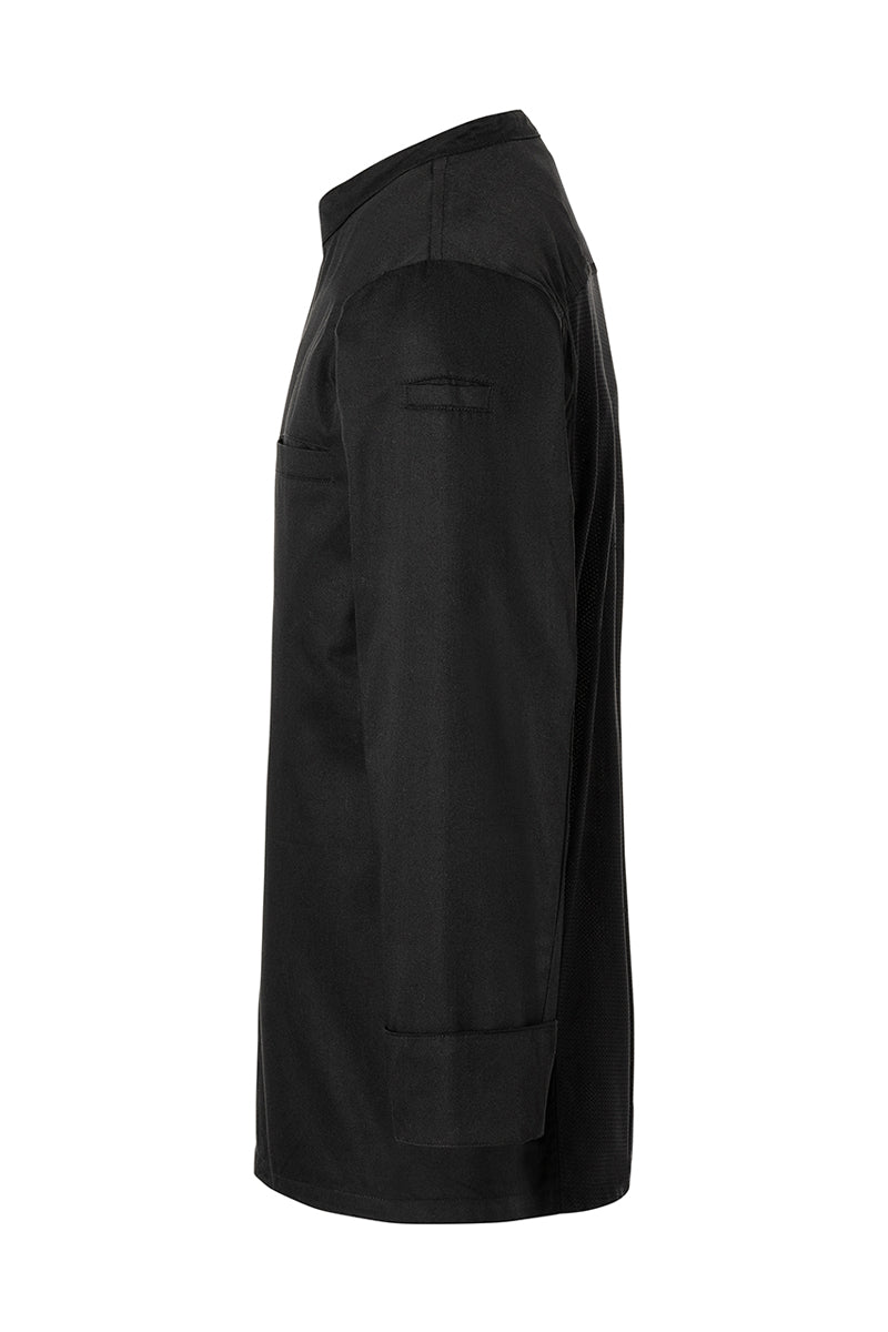 Karlowsky Langarm Kochhemd Basic in schwarz, Überwurf, Mesh-Rücken BJM 4-1-L