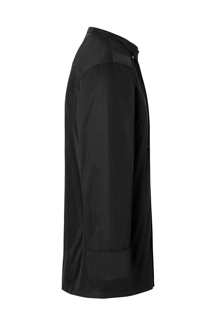 Karlowsky Langarm Kochhemd Basic in schwarz, Überwurf, Mesh-Rücken BJM 4-1-L