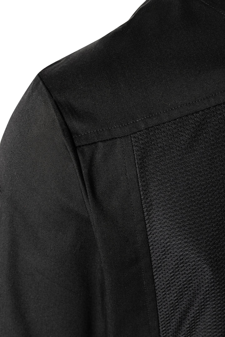 Karlowsky Langarm Kochhemd Basic in schwarz, Überwurf, Mesh-Rücken BJM 4-1-L