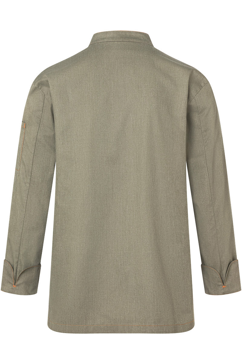 Karlowsky Langarm Herren-Kochjacke Jeans-Style in vintage moss green, leicht tailliert JM 24-103-52