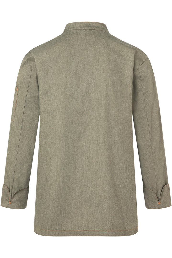 Karlowsky Langarm Herren-Kochjacke Jeans-Style in vintage moss green, leicht tailliert JM 24-103-52