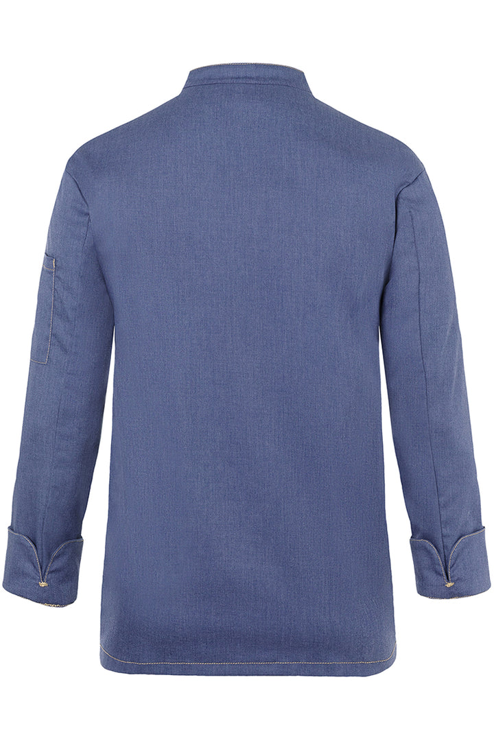 Karlowsky Langarm Herren-Kochjacke Jeans-Style in vintage blue, leicht tailliert JM 24-15-52