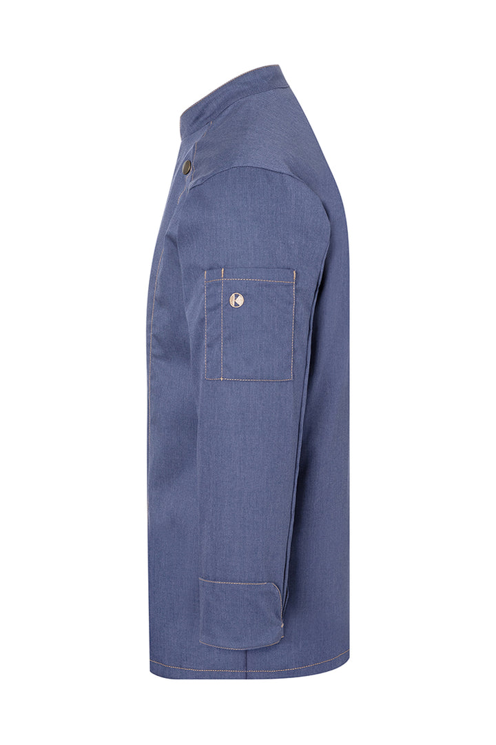 Karlowsky Langarm Herren-Kochjacke Jeans-Style in vintage blue, leicht tailliert JM 24-15-52