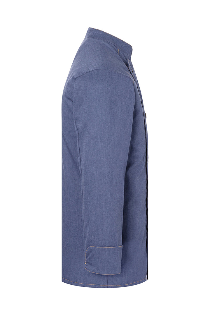 Karlowsky Langarm Herren-Kochjacke Jeans-Style in vintage blue, leicht tailliert JM 24-15-52