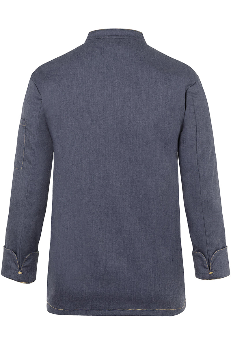 Karlowsky Langarm Herren-Kochjacke Jeans-Style in vintage black, leicht tailliert JM 24-16-52