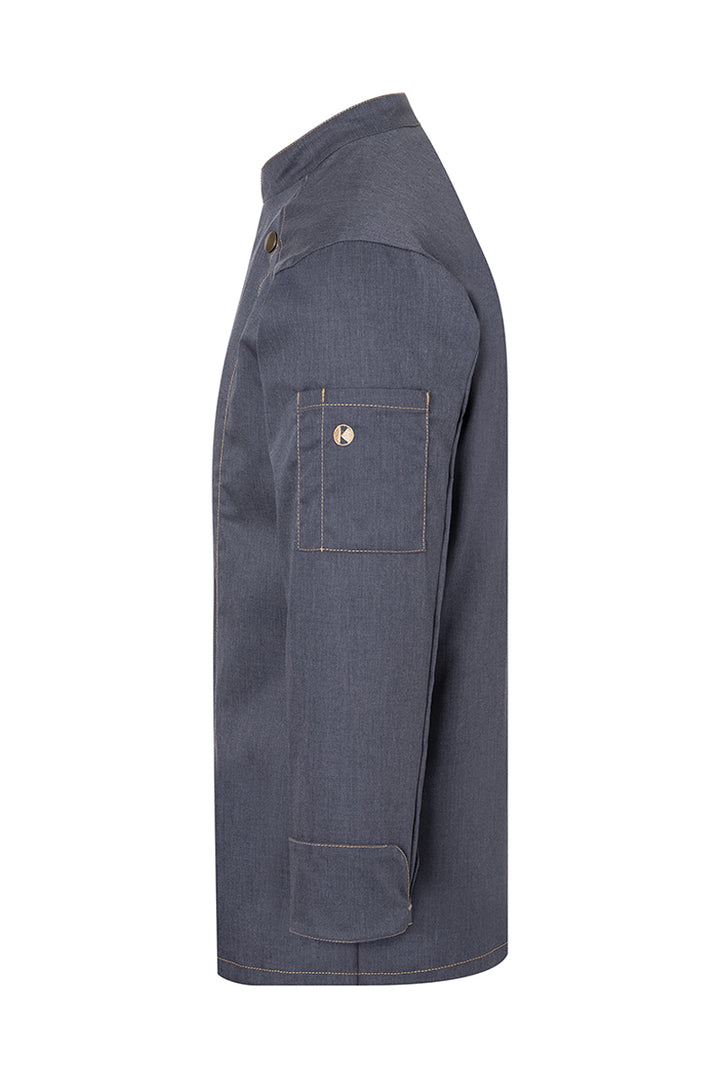 Karlowsky Langarm Herren-Kochjacke Jeans-Style in vintage black, leicht tailliert JM 24-16-52