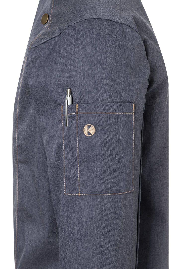 Karlowsky Langarm Herren-Kochjacke Jeans-Style in vintage black, leicht tailliert JM 24-16-52