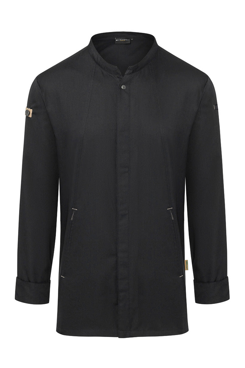 Karlowsky Langarm Herren-Kochjacke Green Generation in schwarz, leicht tailliert JM 35-1-52