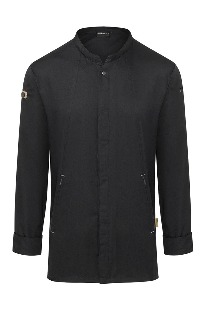 Karlowsky Langarm Herren-Kochjacke Green Generation in schwarz, leicht tailliert JM 35-1-52
