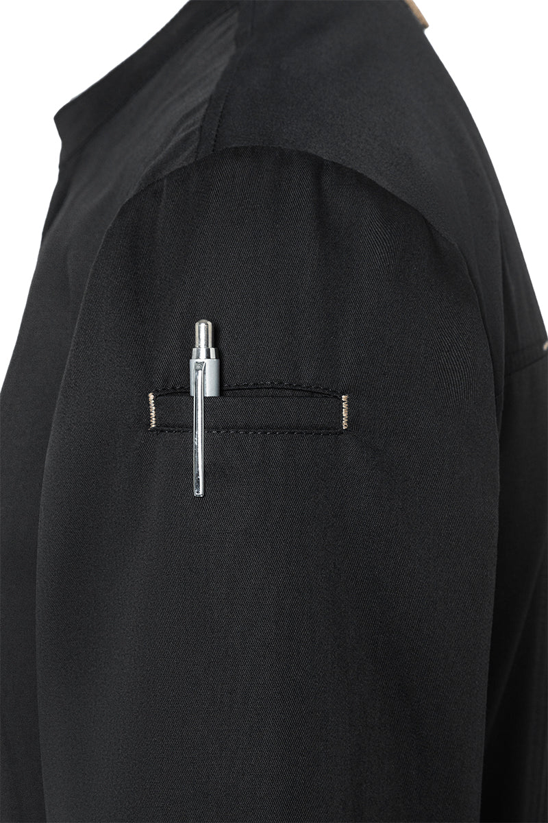 Karlowsky Langarm Herren-Kochjacke Green Generation in schwarz, leicht tailliert JM 35-1-52