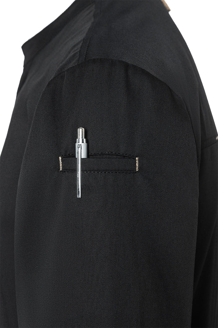 Karlowsky Langarm Herren-Kochjacke Green Generation in schwarz, leicht tailliert JM 35-1-52