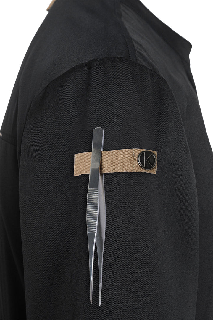 Karlowsky Langarm Herren-Kochjacke Green Generation in schwarz, leicht tailliert JM 35-1-52