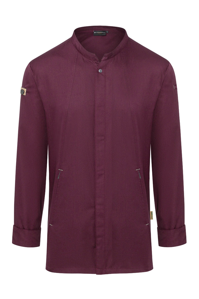 Karlowsky Langarm Herren-Kochjacke Green Generation in aubergine, leicht tailliert JM 35-39-52