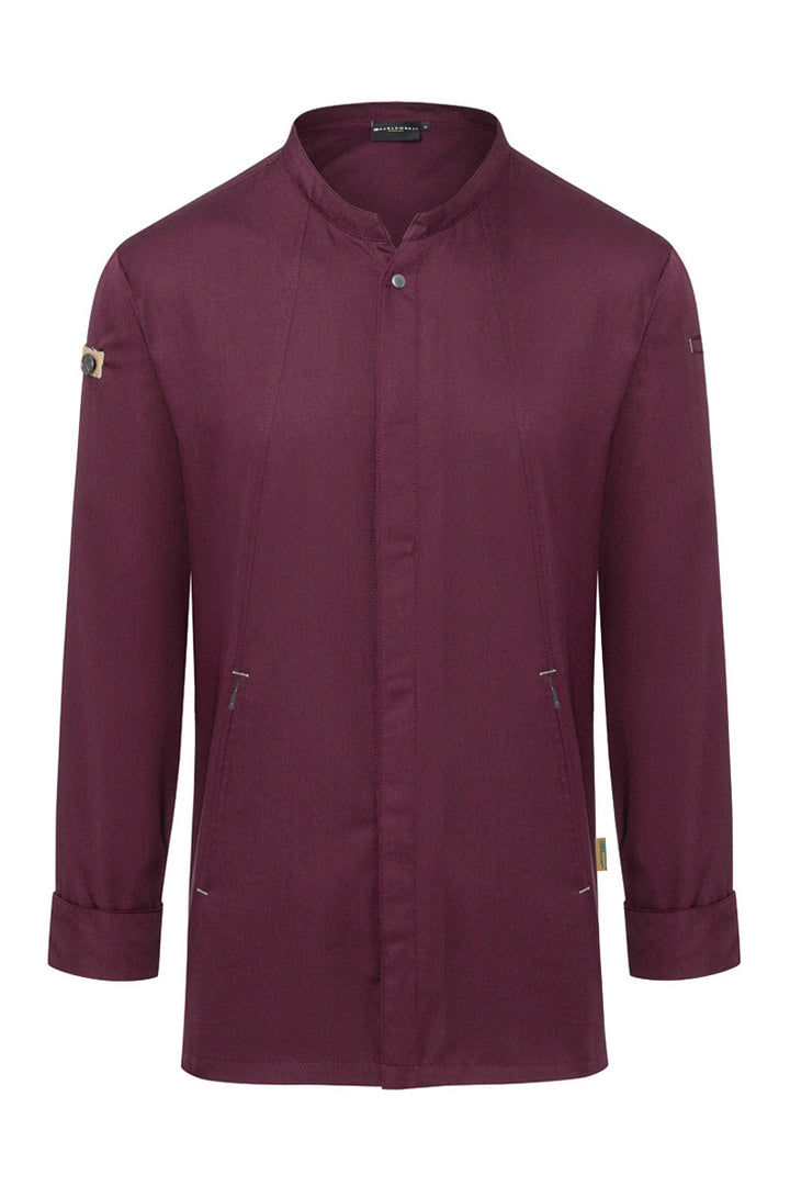 Karlowsky Langarm Herren-Kochjacke Green Generation in aubergine, leicht tailliert JM 35-39-52