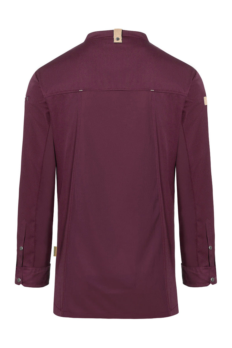 Karlowsky Langarm Herren-Kochjacke Green Generation in aubergine, leicht tailliert JM 35-39-52