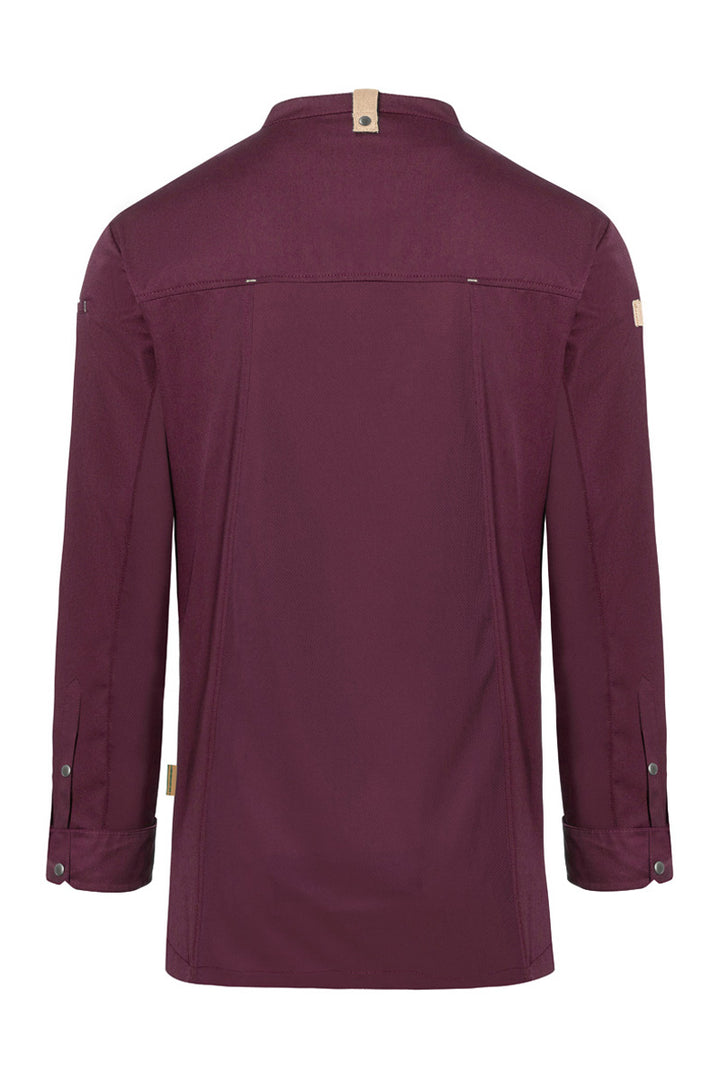 Karlowsky Langarm Herren-Kochjacke Green Generation in aubergine, leicht tailliert JM 35-39-52