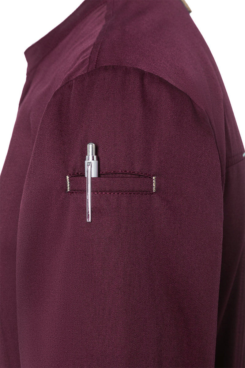 Karlowsky Langarm Herren-Kochjacke Green Generation in aubergine, leicht tailliert JM 35-39-52