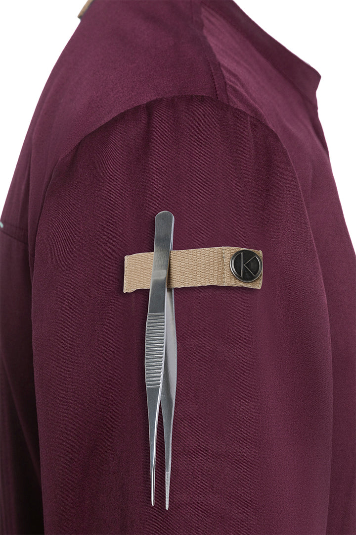 Karlowsky Langarm Herren-Kochjacke Green Generation in aubergine, leicht tailliert JM 35-39-52