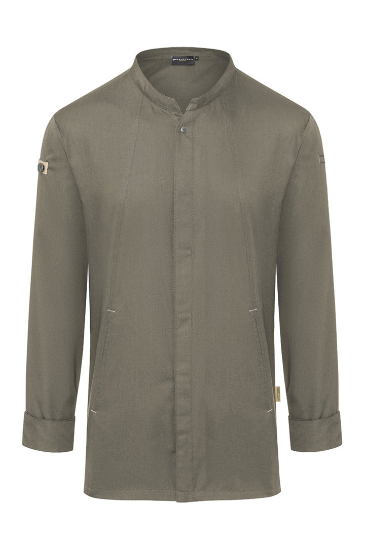 Karlowsky Langarm Herren-Kochjacke Green Generation in salbei, leicht tailliert JM 35-67-52