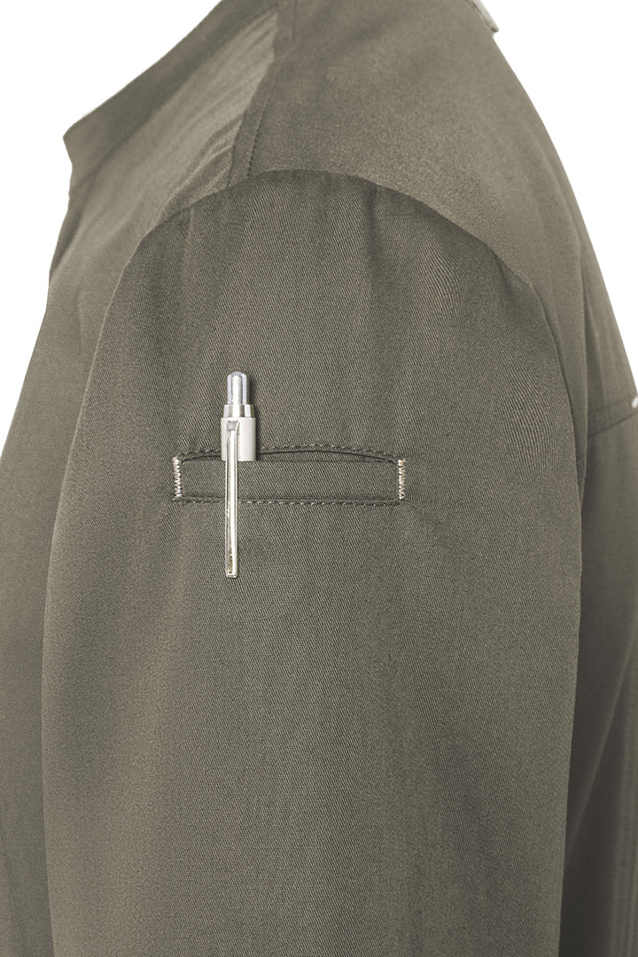 Karlowsky Langarm Herren-Kochjacke Green Generation in salbei, leicht tailliert JM 35-67-52