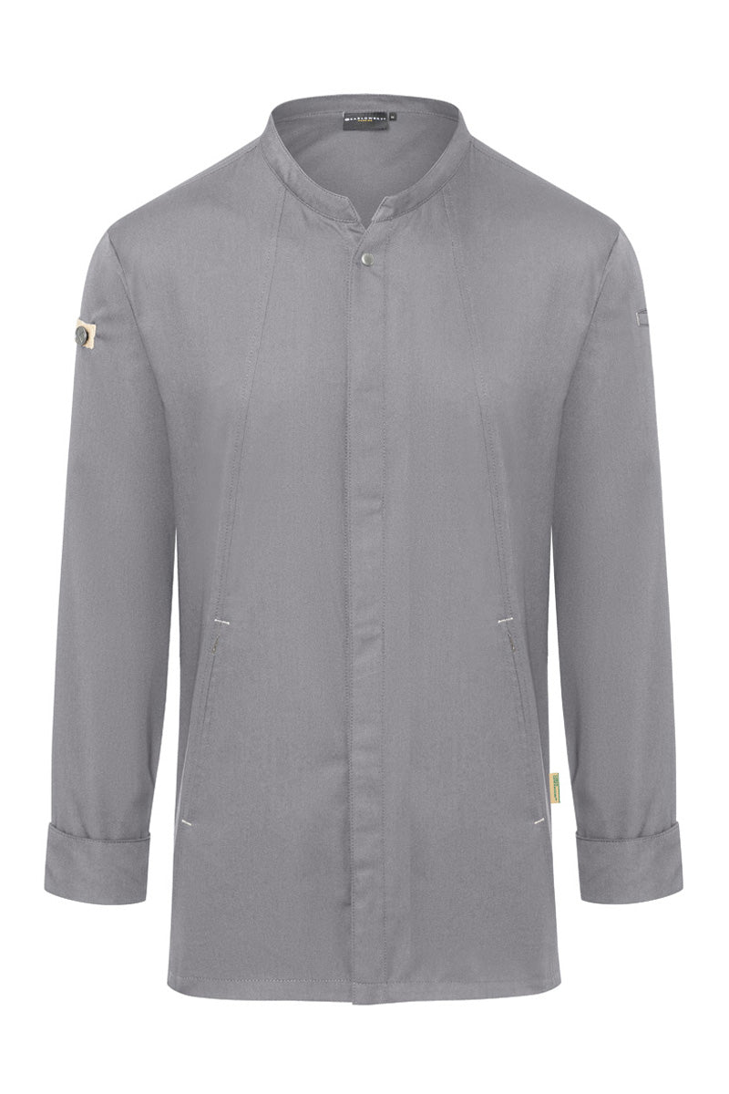 Karlowsky Langarm Herren-Kochjacke Green Generation in platingrau, leicht tailliert JM 35-68-52