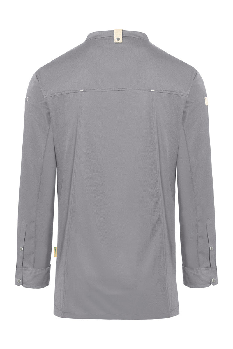 Karlowsky Langarm Herren-Kochjacke Green Generation in platingrau, leicht tailliert JM 35-68-52