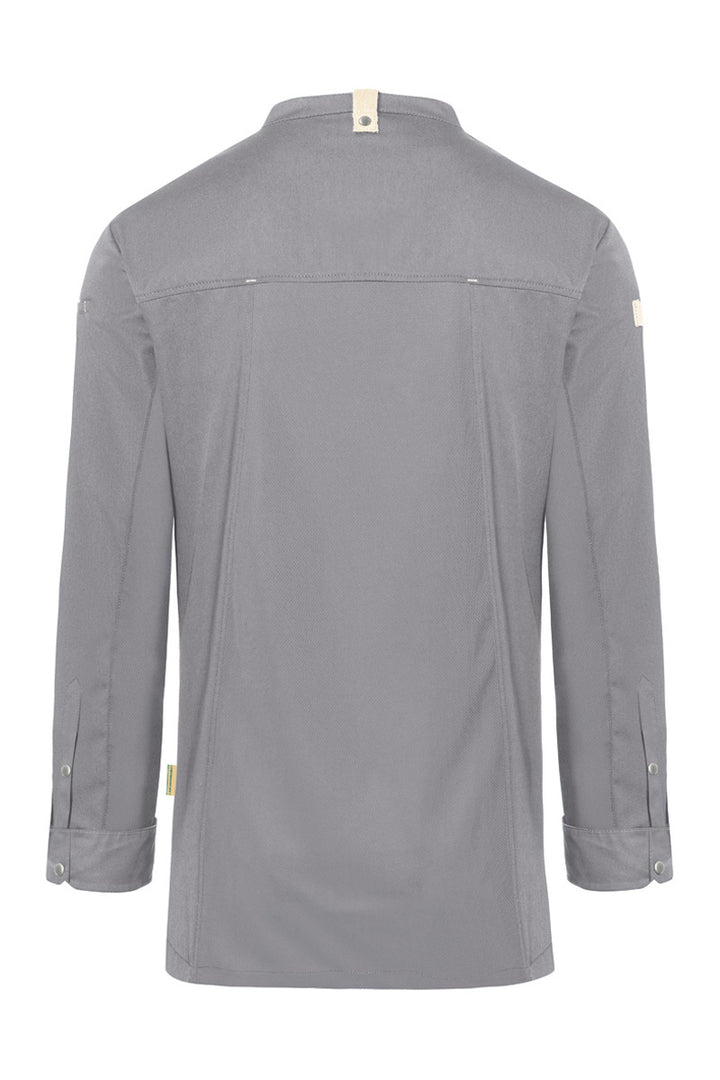 Karlowsky Langarm Herren-Kochjacke Green Generation in platingrau, leicht tailliert JM 35-68-52