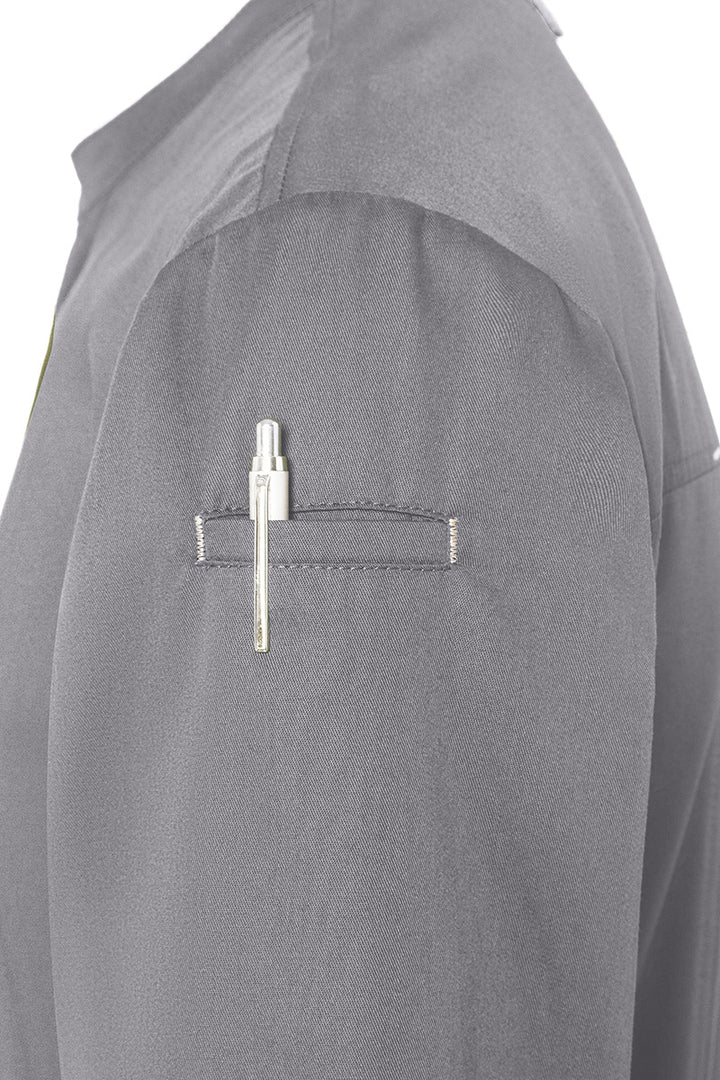 Karlowsky Langarm Herren-Kochjacke Green Generation in platingrau, leicht tailliert JM 35-68-52