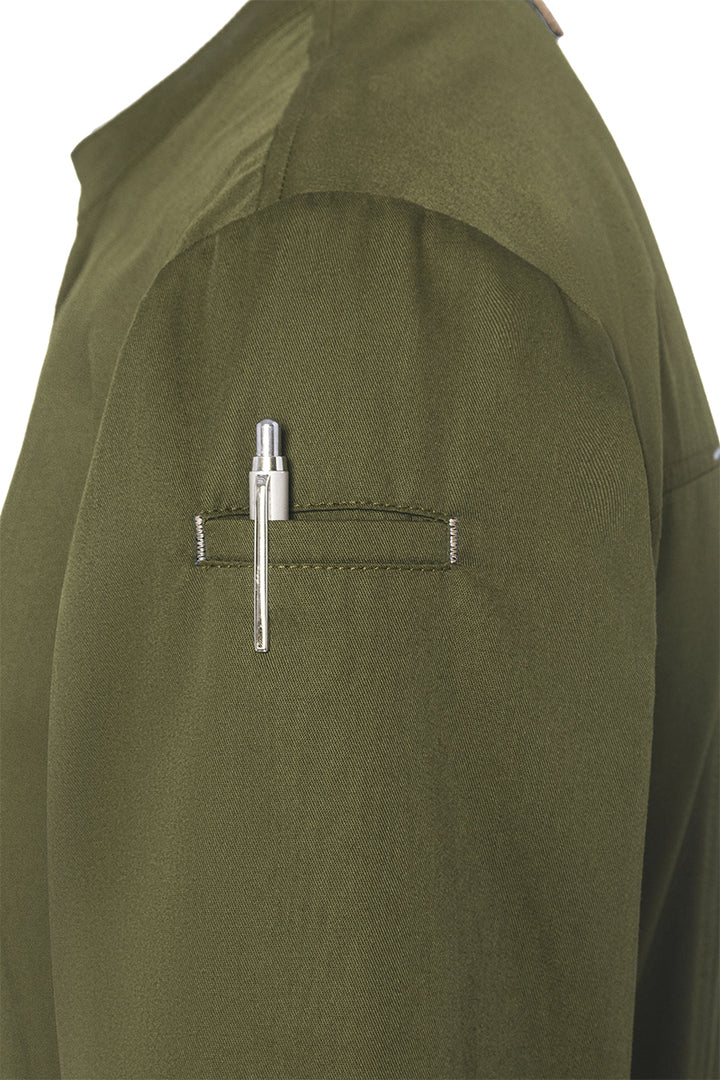 Karlowsky Langarm Herren-Kochjacke Green Generation in moosgrün, leicht tailliert JM 35-79-52