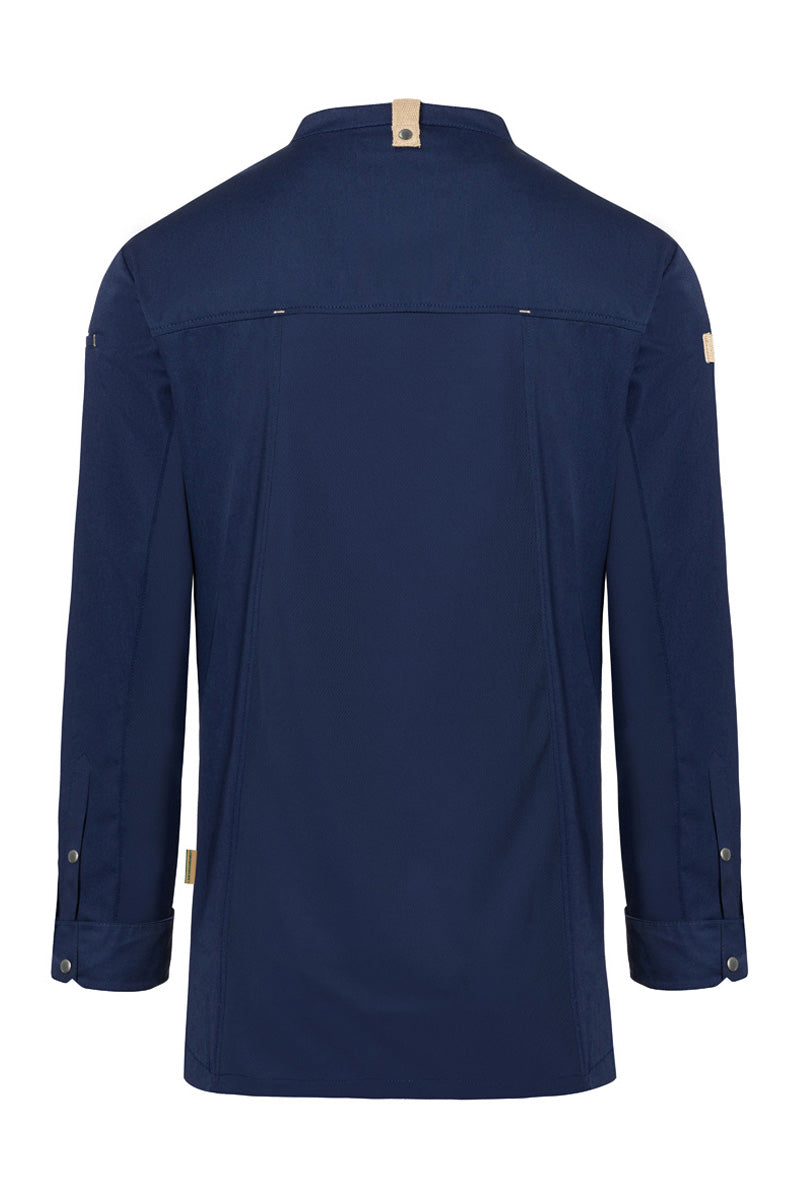 Karlowsky Langarm Herren-Kochjacke Green Generation in stahlblau, leicht tailliert JM 35-83-52