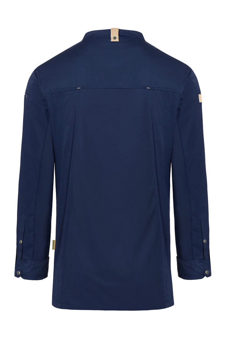 Karlowsky Langarm Herren-Kochjacke Green Generation in stahlblau, leicht tailliert JM 35-83-52