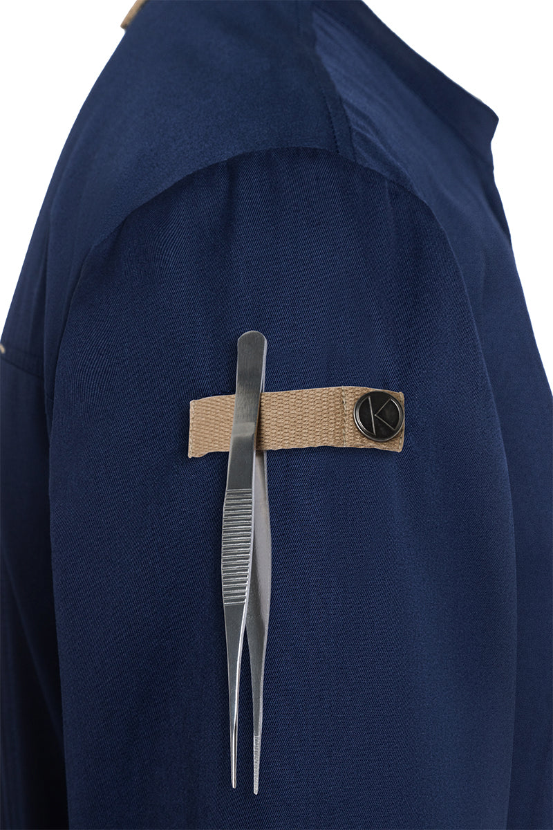 Karlowsky Langarm Herren-Kochjacke Green Generation in stahlblau, leicht tailliert JM 35-83-52