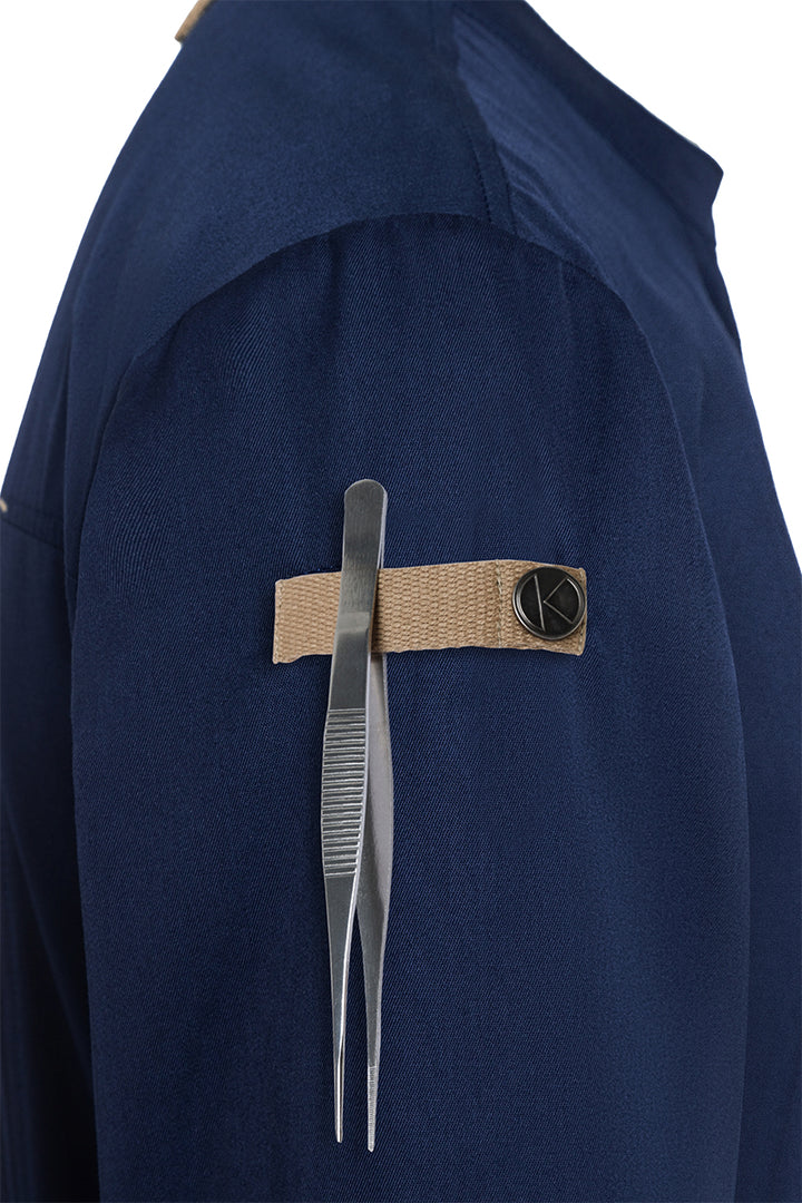 Karlowsky Langarm Herren-Kochjacke Green Generation in stahlblau, leicht tailliert JM 35-83-52