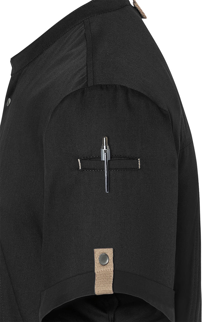 Karlowsky Kurzarm Herren-Kochjacke Green Generation in schwarz, leicht tailliert JM 36-1-50