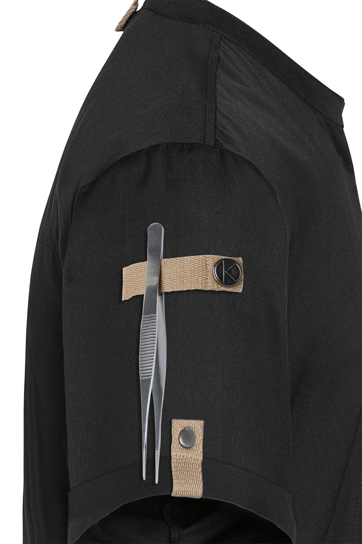 Karlowsky Kurzarm Herren-Kochjacke Green Generation in schwarz, leicht tailliert JM 36-1-50