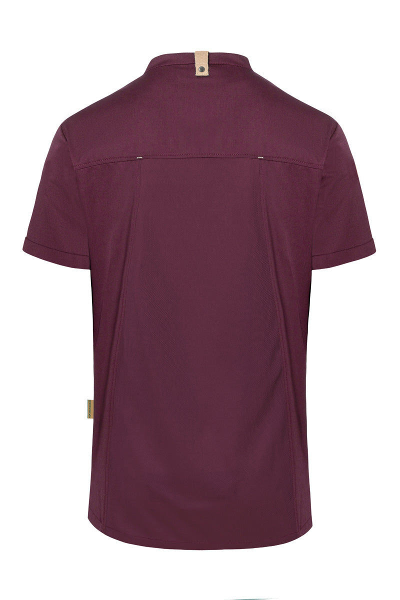 Karlowsky Kurzarm Herren-Kochjacke Green Generation in aubergine, leicht tailliert JM 36-39-62