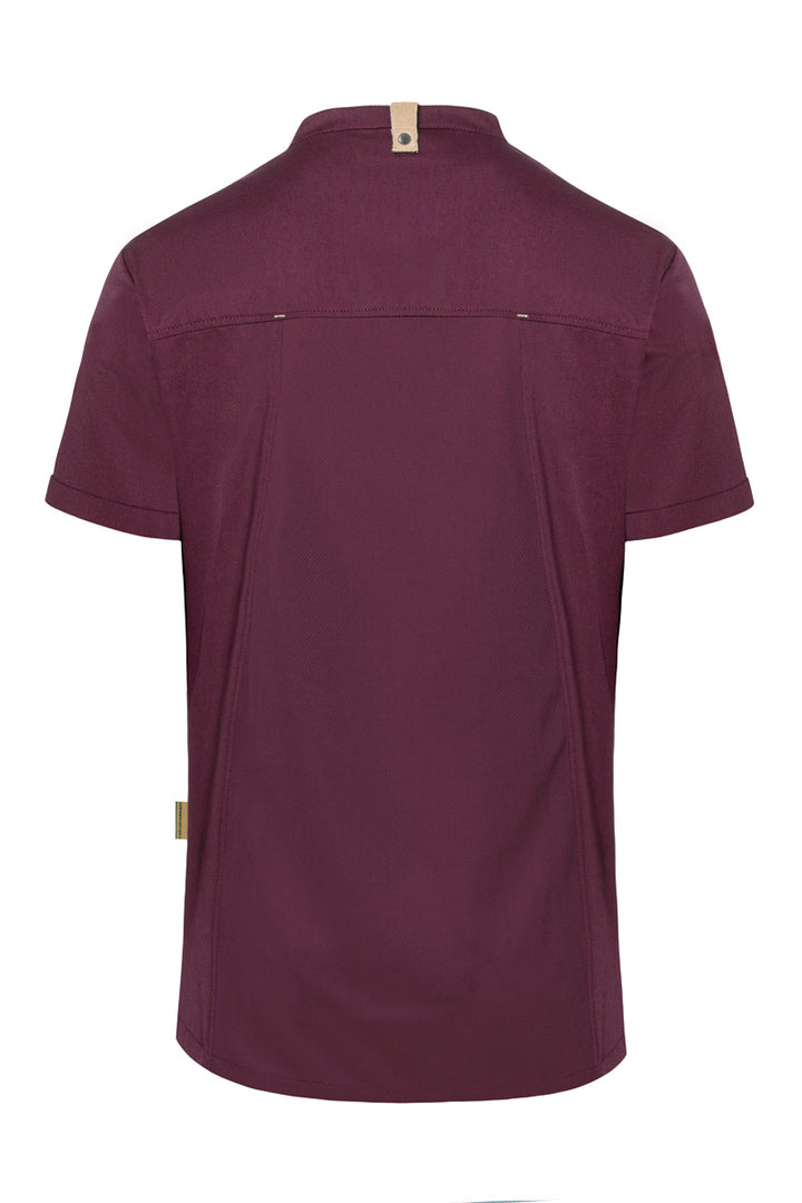Karlowsky Kurzarm Herren-Kochjacke Green Generation in aubergine, leicht tailliert JM 36-39-62