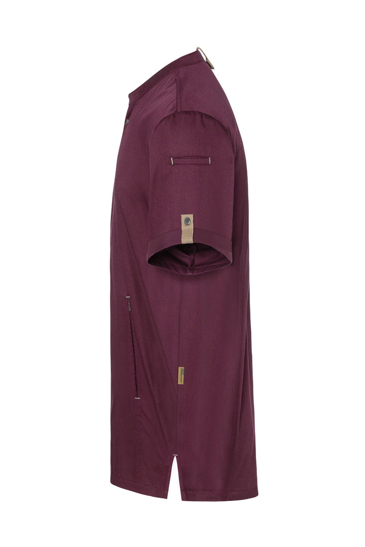 Karlowsky Kurzarm Herren-Kochjacke Green Generation in aubergine, leicht tailliert JM 36-39-62