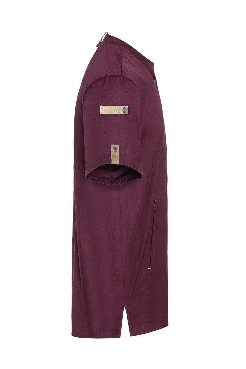 Karlowsky Kurzarm Herren-Kochjacke Green Generation in aubergine, leicht tailliert JM 36-39-62