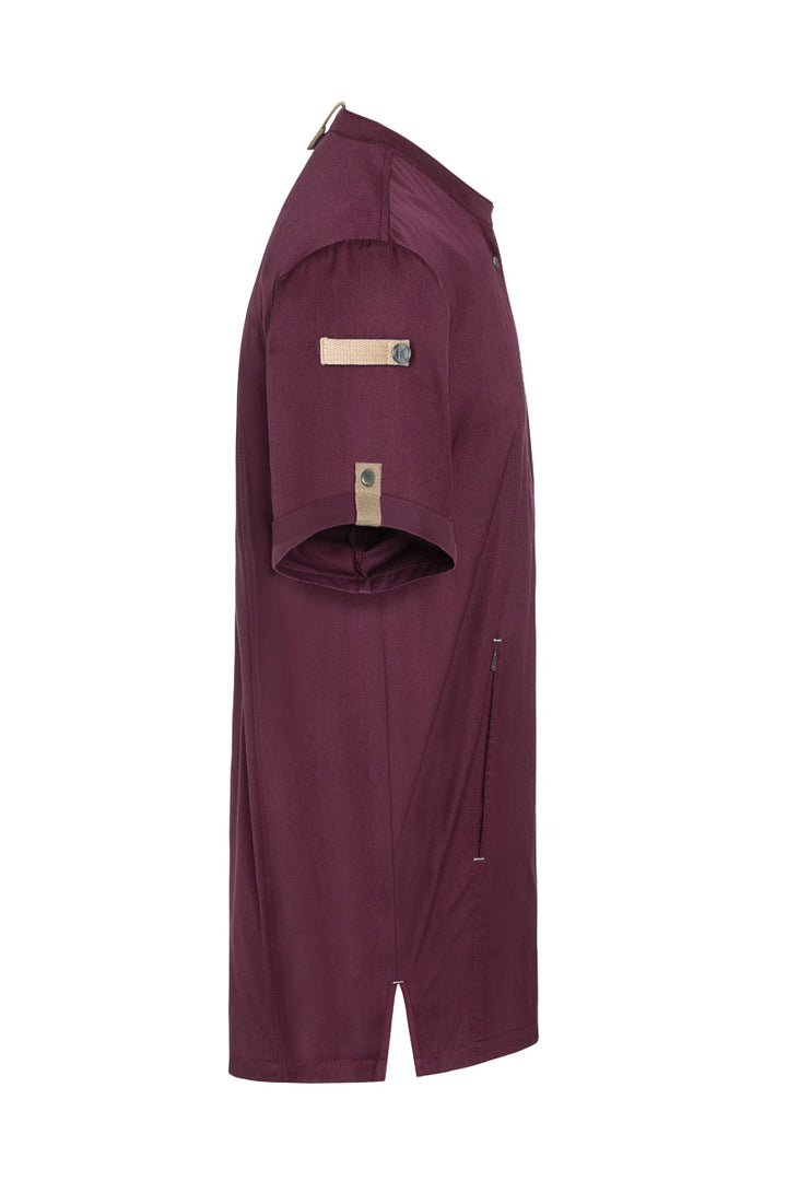 Karlowsky Kurzarm Herren-Kochjacke Green Generation in aubergine, leicht tailliert JM 36-39-62