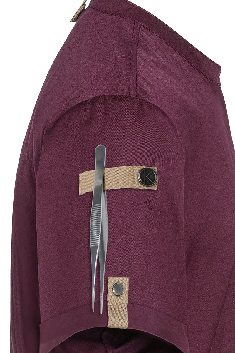Karlowsky Kurzarm Herren-Kochjacke Green Generation in aubergine, leicht tailliert JM 36-39-62