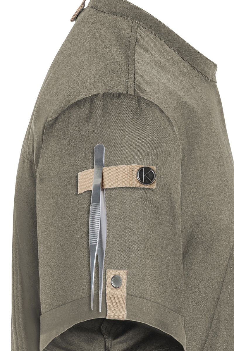Karlowsky Kurzarm Herren-Kochjacke Green Generation in salbei, leicht tailliert JM 36-67-62