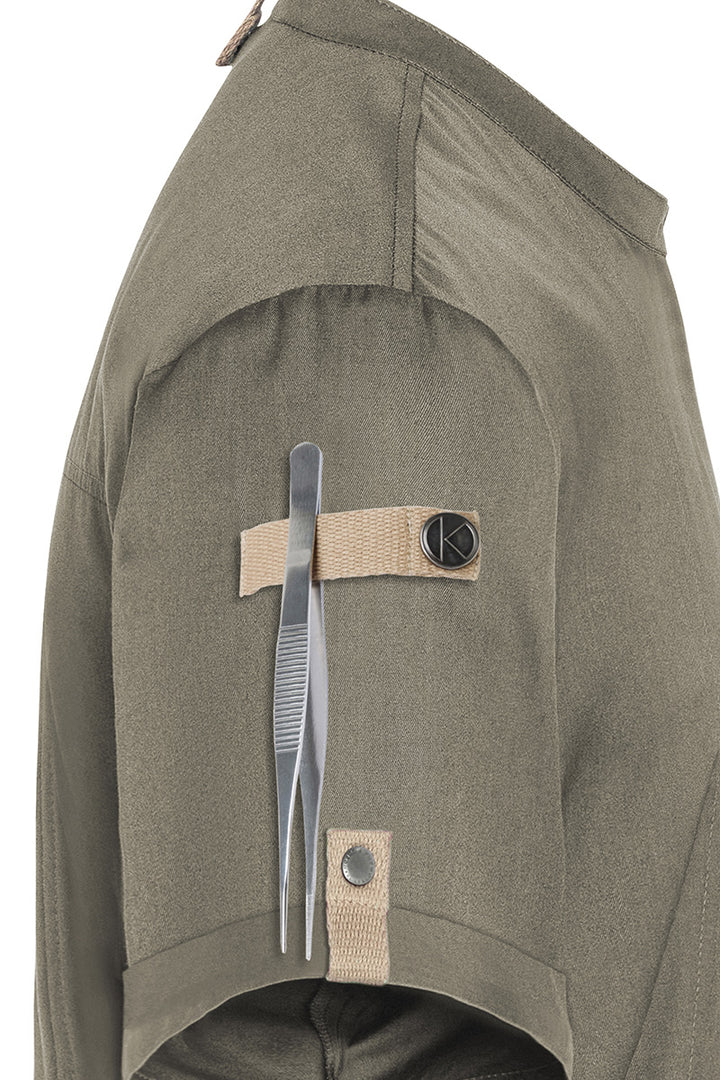 Karlowsky Kurzarm Herren-Kochjacke Green Generation in salbei, leicht tailliert JM 36-67-62