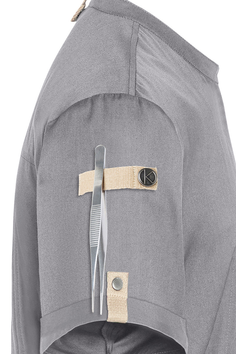 Karlowsky Kurzarm Herren-Kochjacke Green Generation in platingrau, leicht tailliert JM 36-68-62