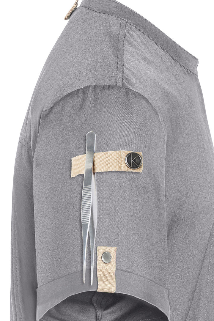 Karlowsky Kurzarm Herren-Kochjacke Green Generation in platingrau, leicht tailliert JM 36-68-62